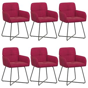 vidaXL Scaune de dining 6 buc. Catifea Roșu Vin 59 x 56,5 x 86 cm