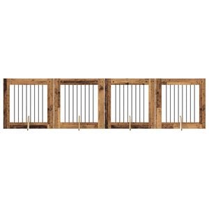 vidaXL Poartă pentru c&acirc;ini cu suporturi 4 pcs Lemn vechi 80 x 80 cm