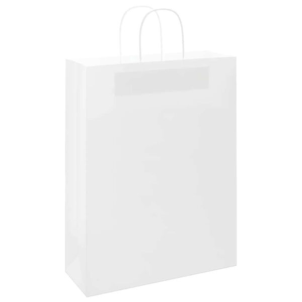 vidaXL Pungi de h&acirc;rtie 250 buc cu m&acirc;nere albe 32x12x42 cm