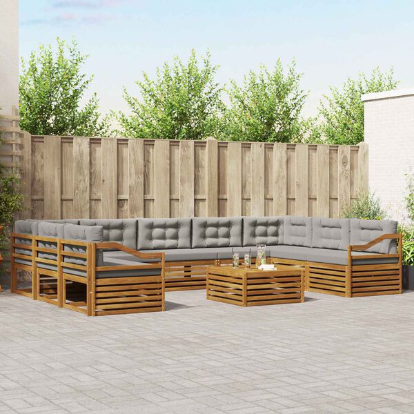 vidaXL Seturi de canapele cu pernă 10 pcs Gri natural și deschis