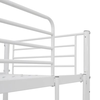 vidaXL Cadru de pat supraetajat cu masă, alb, 90 x 200 cm, metal