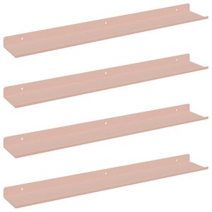 vidaXL Raft suspendat Pe perete 4 pcs Roz 60 x 9 x 2,5 cm Oțel