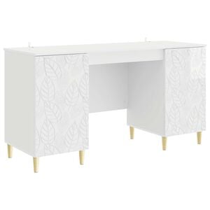 vidaXL Birou Alb foarte lucios 142,5 x 50 x 75 cm Lemn prelucrat