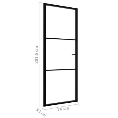 vidaXL Ușă de interior, negru, 76x201,5 cm, sticlă ESG și aluminiu