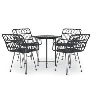 vidaXL Set mobilier de grădină, 5 piese, negru, poliratan
