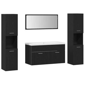 vidaXL Set de mobilier pentru baie 4 pcs Stejar Negru Lemn compozit