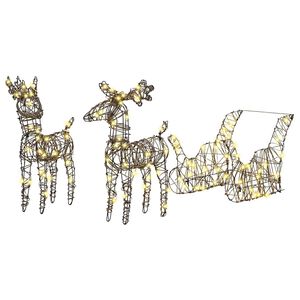 vidaXL Ren de Crăciun 3D cu sanie LOVIISA 3 buc. 52,5 x 28 x 32,5 cm