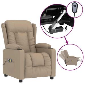 vidaXL Fotoliu de masaj electric, cappuccino, piele ecologică