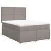 vidaXL Pat box spring cu saltea, gri taupe, 140x200 cm, textil