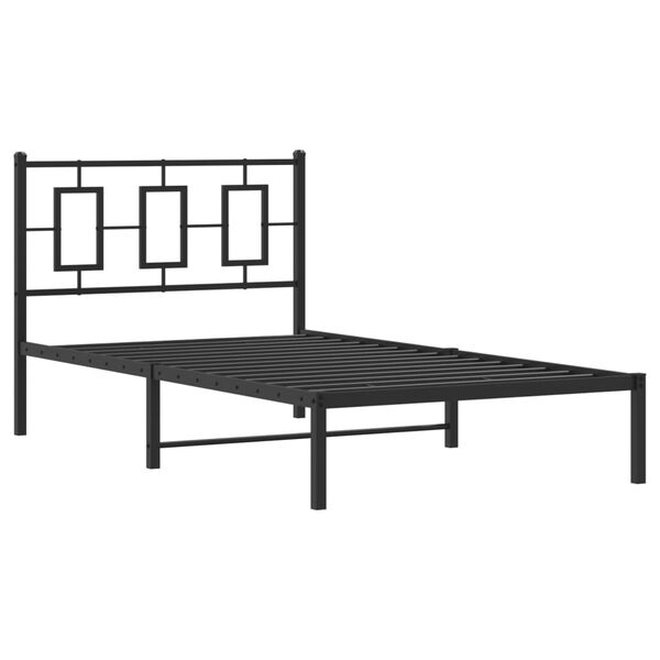 vidaXL Cadru de pat din metal cu tăblie, negru, 100x200 cm