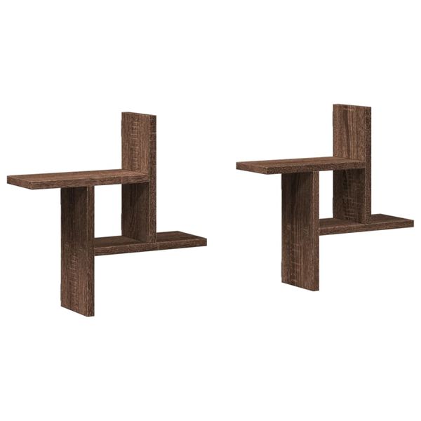 vidaXL Rafturi perete 2 buc. stejar maro 38x12x38 cm lemn prelucrat