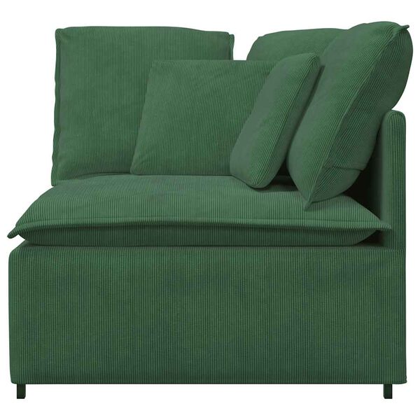 vidaXL Modul de colț pentru canapea modulară cu perne verde &icirc;nchis 100 cm