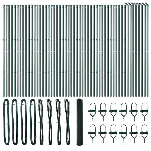 vidaXL St&acirc;lp de gard. Verde 100 x 1,4 m (mesh de 25 mm) Oțel și PVC