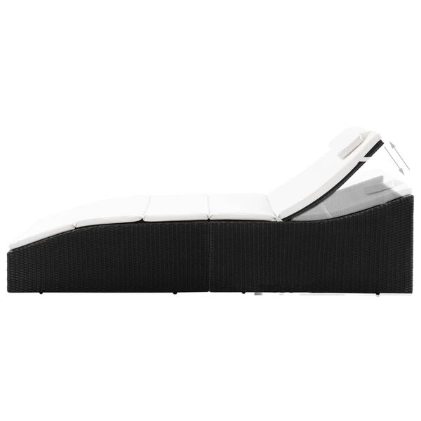 vidaXL Șezlong cu pernă, negru, poliratan