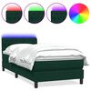 vidaXL Pat cu arcuri cu saltea și LED, verde &icirc;nchis, 100x220 cm, catifea