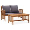 vidaXL Set mobilier de grădină cu perne, 2 piese, lemn masiv de acacia