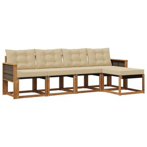 vidaXL Set de canapele de exterior cu pernă 5 pcs Natural și Bej