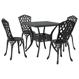 vidaXL Set masă de grădină 5 pcs Negru Aluminiu turnat