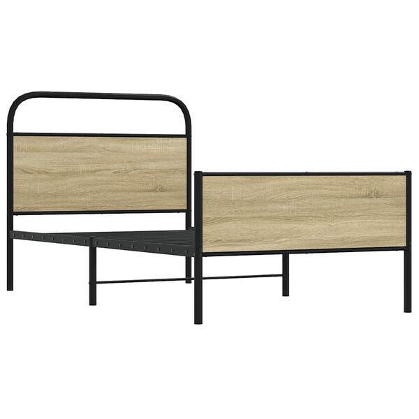 vidaXL Cadru pat fără saltea, stejar sonoma 100x190 cm lemn prelucrat