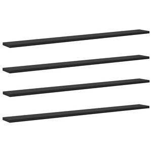 vidaXL Raft pentru cărți 3 niveluri 4 buc. 100 x 10 x 1,5 cm Negru