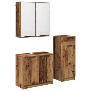 vidaXL Set de mobilier pentru baie 3 pcs Lemn vechi Lemn compozit