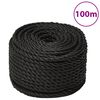 vidaXL Fr&acirc;nghie de lucru, negru, 20 mm, 100 m, polipropilenă