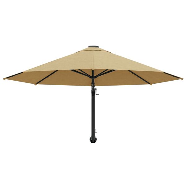 vidaXL Umbrelă soare montaj pe perete tijă metalică gri taupe 300 cm