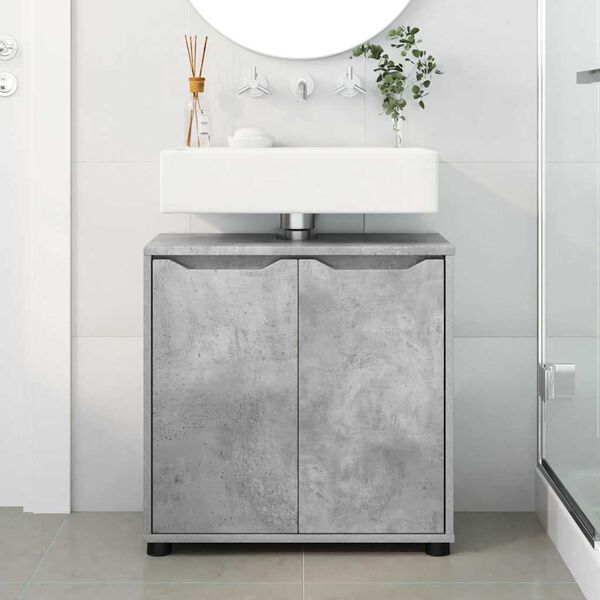 vidaXL Cabinet pentru chiuvetă de baie Gri din beton 60 x 30 x 60 cm