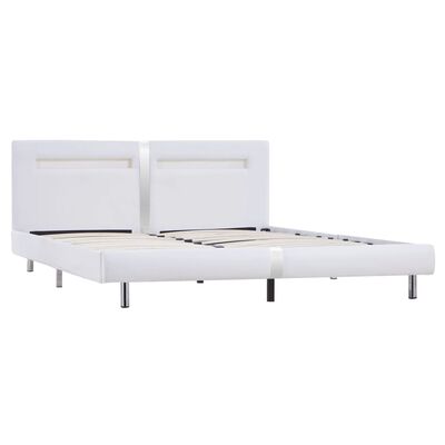 vidaXL Cadru de pat cu LED, alb, 180 x 200 cm, piele artificială