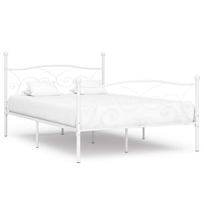 vidaXL Cadru de pat cu bază din șipci, alb, 140 x 200 cm, metal