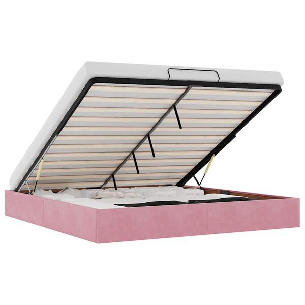 vidaXL Cadru pat otoman fără saltea roz 200x200 cm catifea