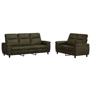 vidaXL Set de canapea 2 pcs Verde Army Piele Suedată Sintetică