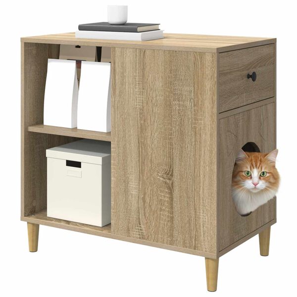 vidaXL Casa pentru pisici Sonoma 72 x 42.5 x 70 cm Lemn compozit