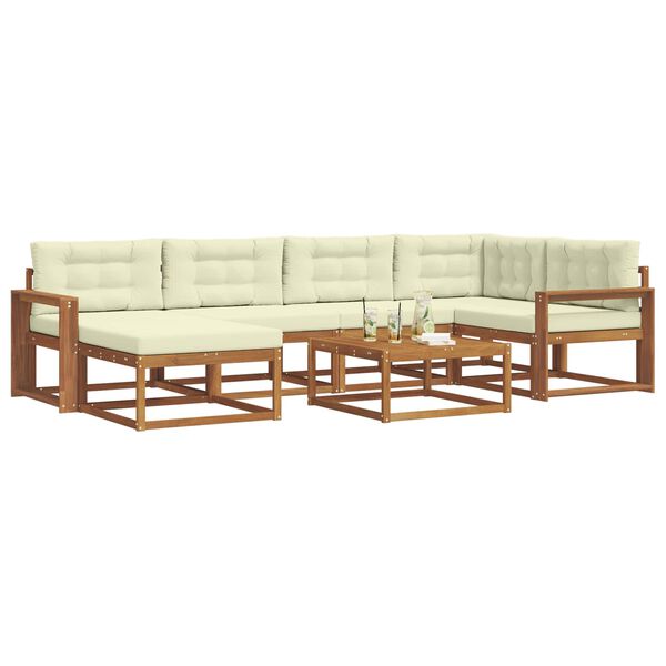 vidaXL Set de canapele de exterior cu pernă 7 pcs Natural și Crem