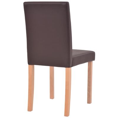 vidaXL Masă și scaune 7 piese, piele artificială, stejar, maro