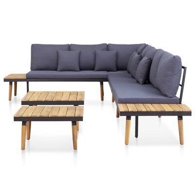 vidaXL Set mobilier de grădină cu perne 7 locuri lemn masiv de acacia
