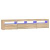 vidaXL Comodă TV cu lumini LED, stejar sonoma, 210x35x40 cm
