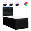vidaXL Pat box spring cu saltea, negru, 90x200 cm, textil