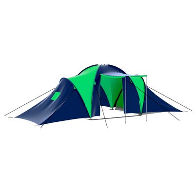 vidaXL Cort camping din material textil, 9 persoane, albastru și verde