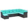vidaXL Set mobilier de grădină cu perne, 9 piese, negru, poliratan