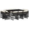 vidaXL Set mobilier de exterior cu perne, 11 piese, negru, poliratan