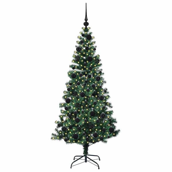 vidaXL Pom de Crăciun artificial pre-iluminat cu 300 LED Verde 180 cm
