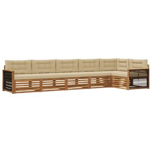 vidaXL Set de canapele de exterior cu pernă 6 pcs Natural și Bej