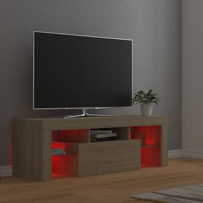 vidaXL Comodă TV cu lumini LED, stejar Sonoma, 120x35x40 cm