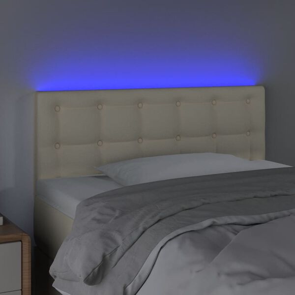 vidaXL Tăblie de pat cu LED, crem, 100x5x78/88 cm, piele ecologică