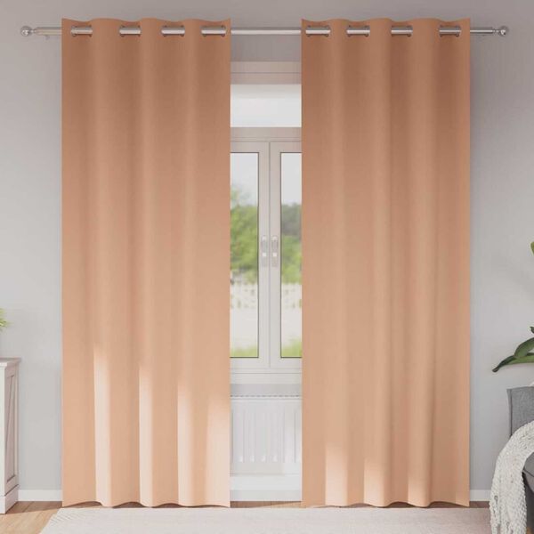 vidaXL Perdele Opaque cu Inel 2 pcs Maro deschis 260 x 140 cm