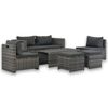 vidaXL Set mobilier de grădină cu perne, 6 piese, gri, poliratan