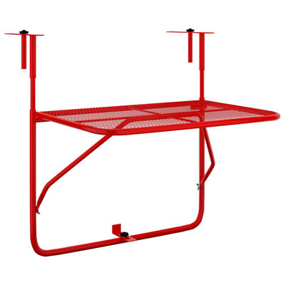 vidaXL Masă de balcon, roşu, 60x40 cm, oțel