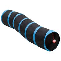 vidaXL Tunel pentru pisici în formă S, negru/albastru 122 cm poliester
