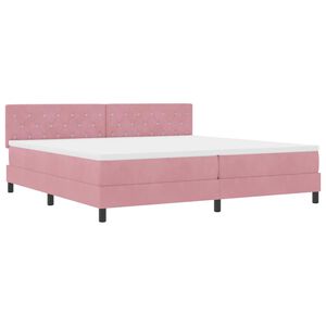 vidaXL Pat cu arc LED cu headboard Roz 200 x 200 cm Catifea